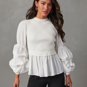 NEW VICI knit puff sleeve top